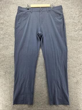 Pro Tour Pants Mens 32x32 Blue Striped Stretch Golf Khakis Performance Casual
